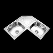 double bowl corner kitchen sink image
